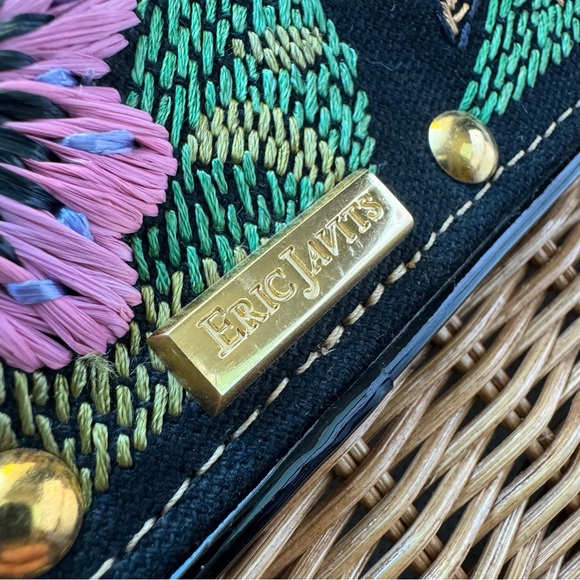 Eric Javits Wicker Bag Frog Print Embroidery - Picture 16 of 17